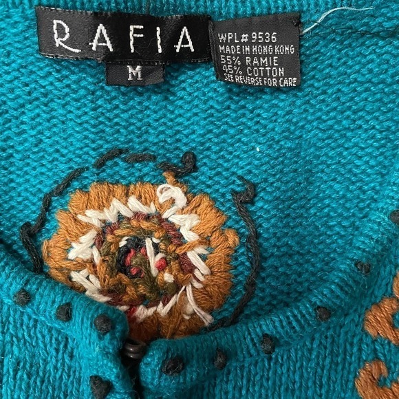 rafia Vintage 80's Embroidered Sweater Women's Size M - Picture 5 of 8